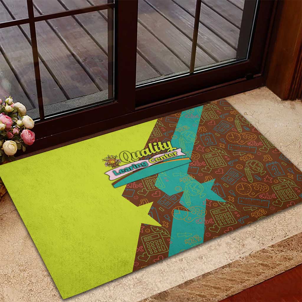 Quality Learning Center Rubber Doormat with School Supply Doodle Pattern