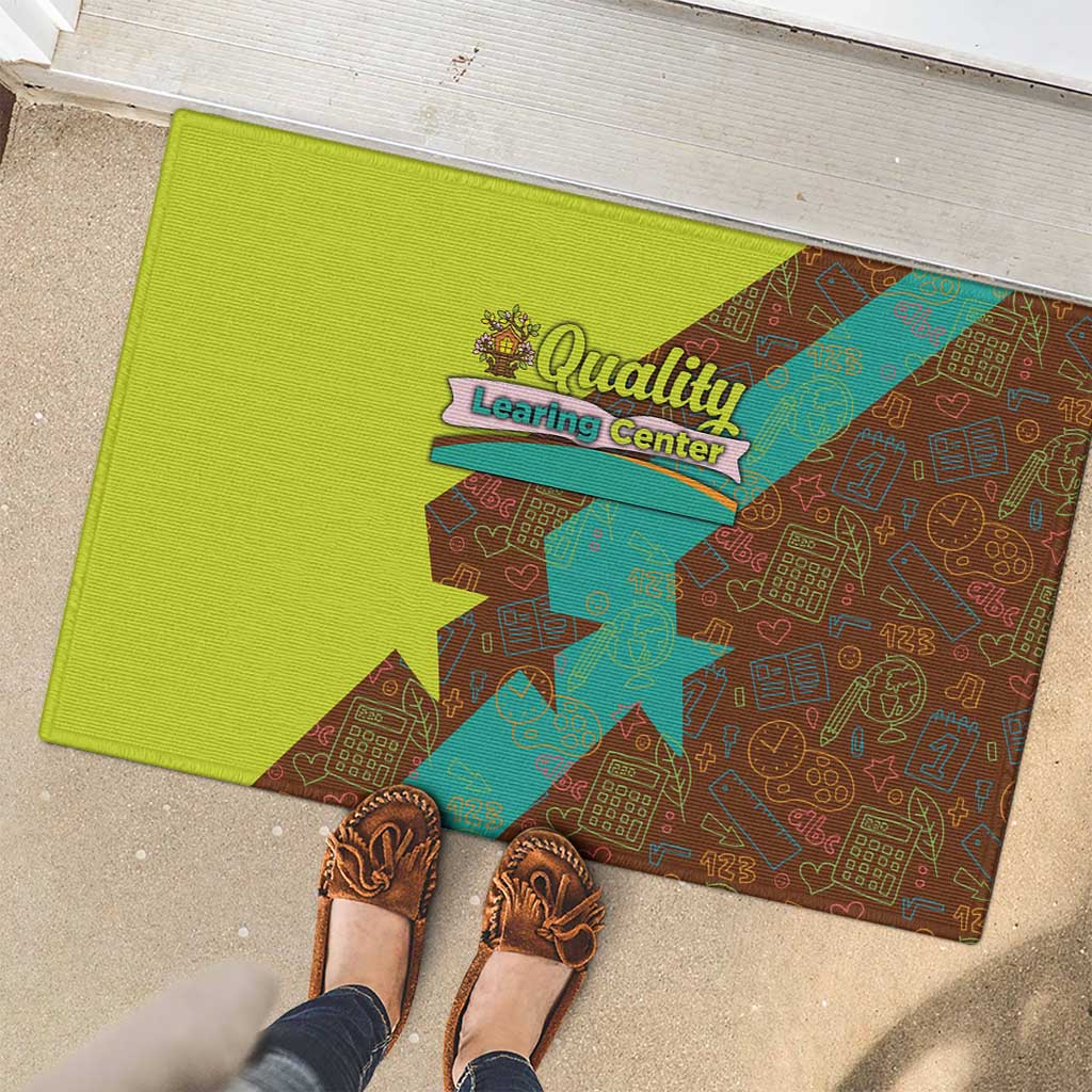 Quality Learning Center Rubber Doormat with School Supply Doodle Pattern