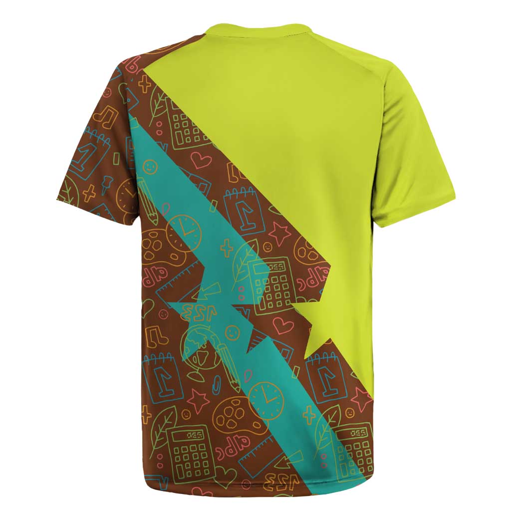Quality Learning Center Rugby Jersey with School Supply Doodle Pattern