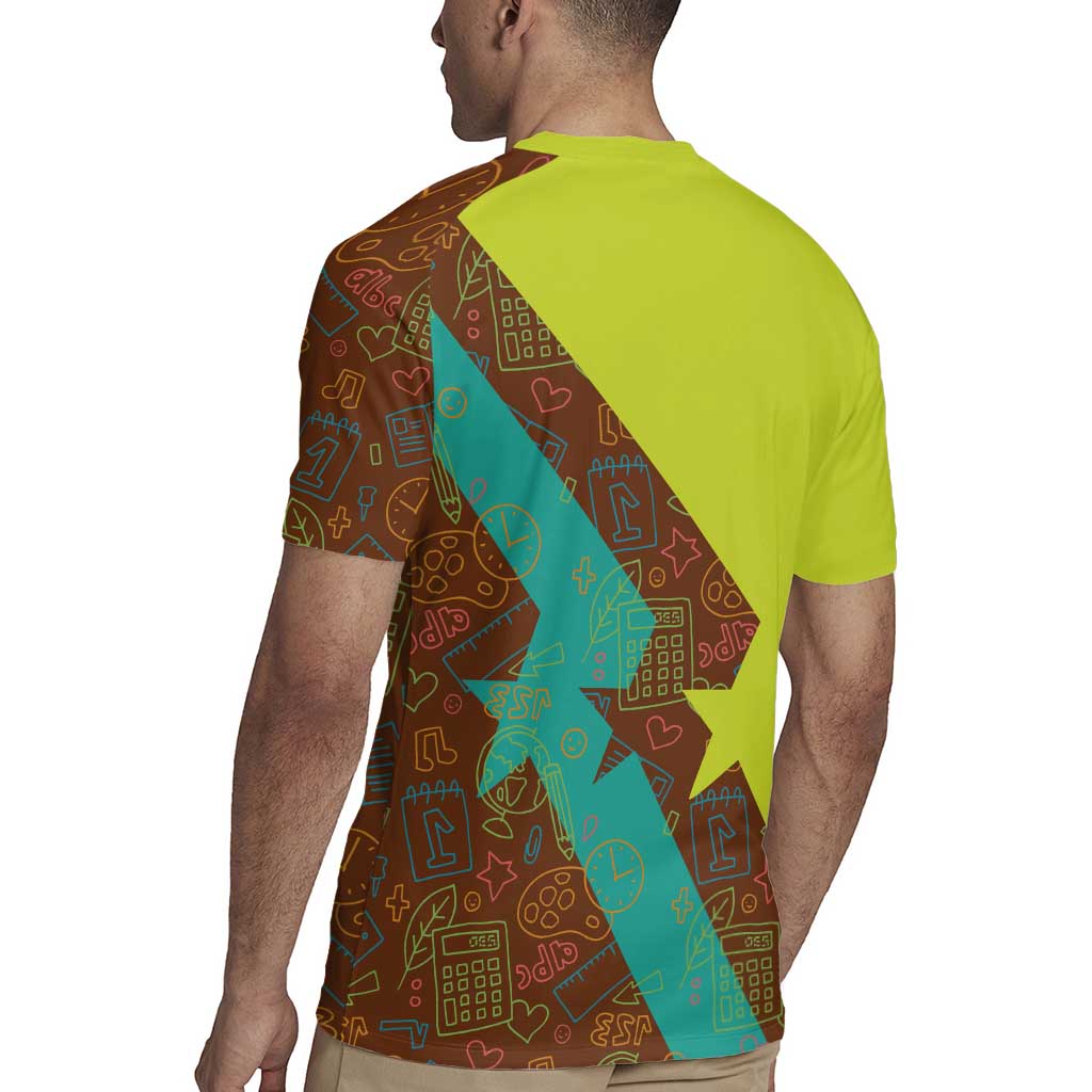 Quality Learning Center Rugby Jersey with School Supply Doodle Pattern
