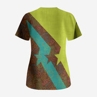 Quality Learning Center Scrub Top with School Supply Doodle Pattern