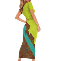 Quality Learning Center Short Sleeve Bodycon Dress with School Supply Doodle Pattern