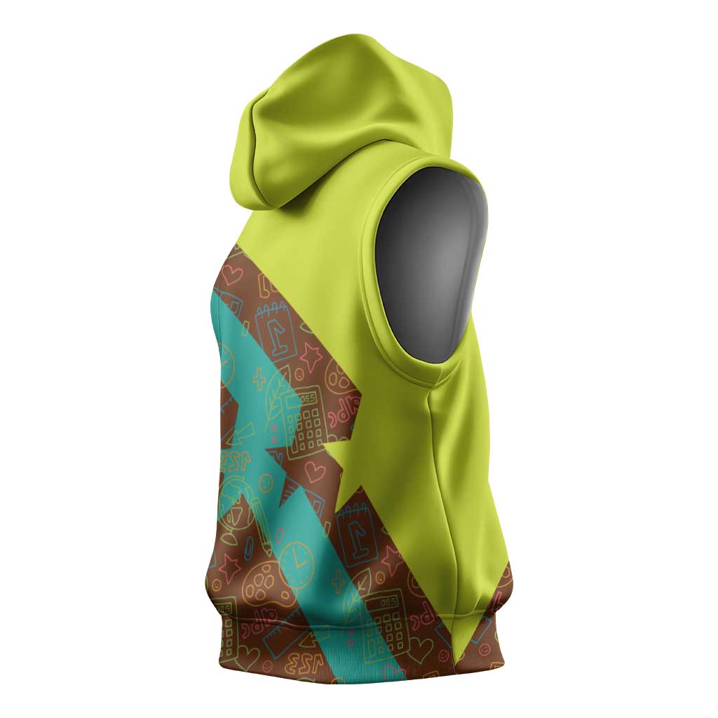Quality Learning Center Sleeveless Hoodie with School Supply Doodle Pattern