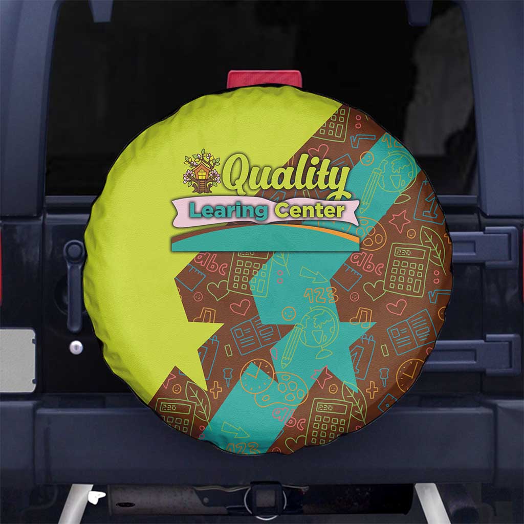 Quality Learning Center Spare Tire Cover with School Supply Doodle Pattern