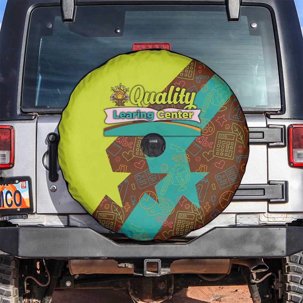 Quality Learning Center Spare Tire Cover with School Supply Doodle Pattern