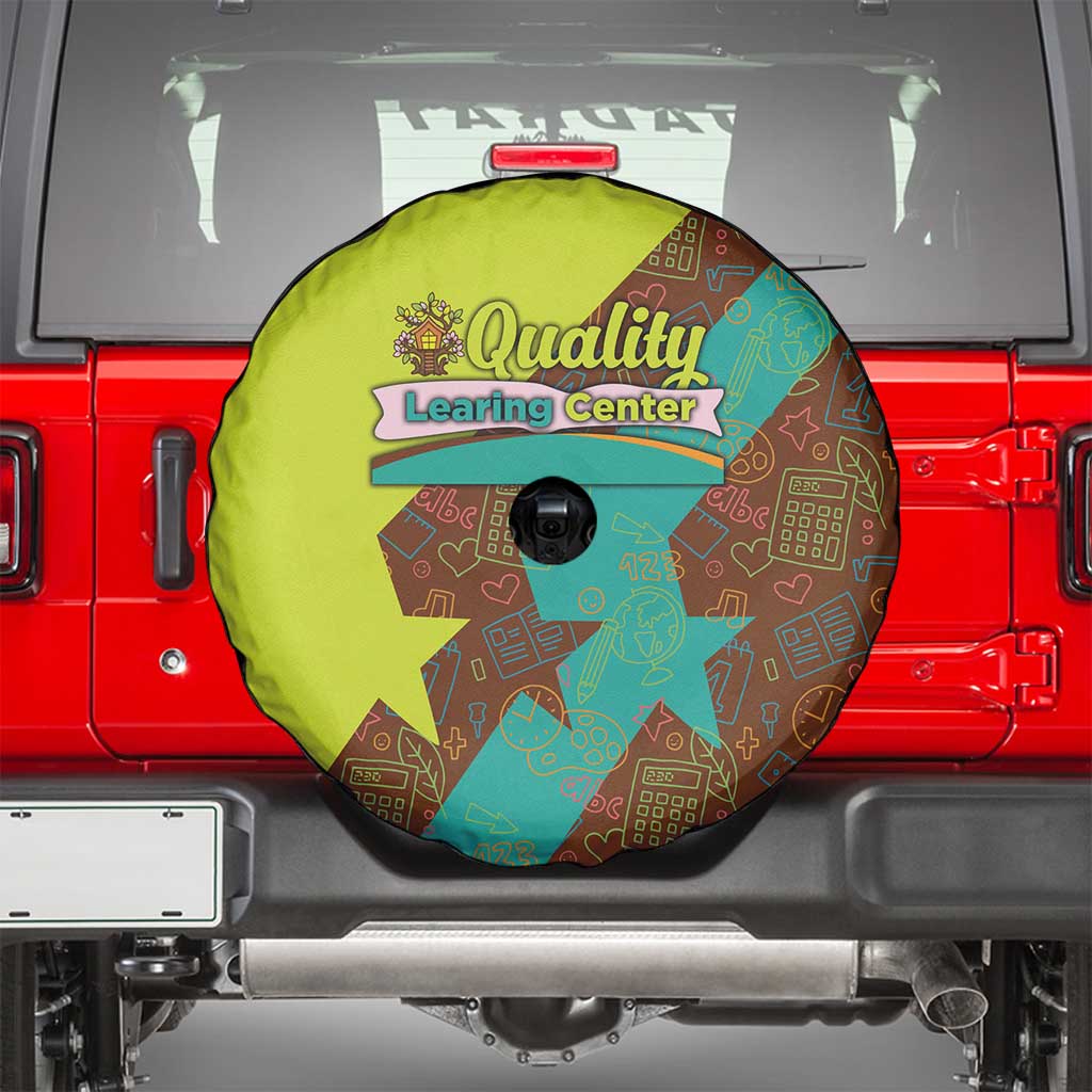 Quality Learning Center Spare Tire Cover with School Supply Doodle Pattern