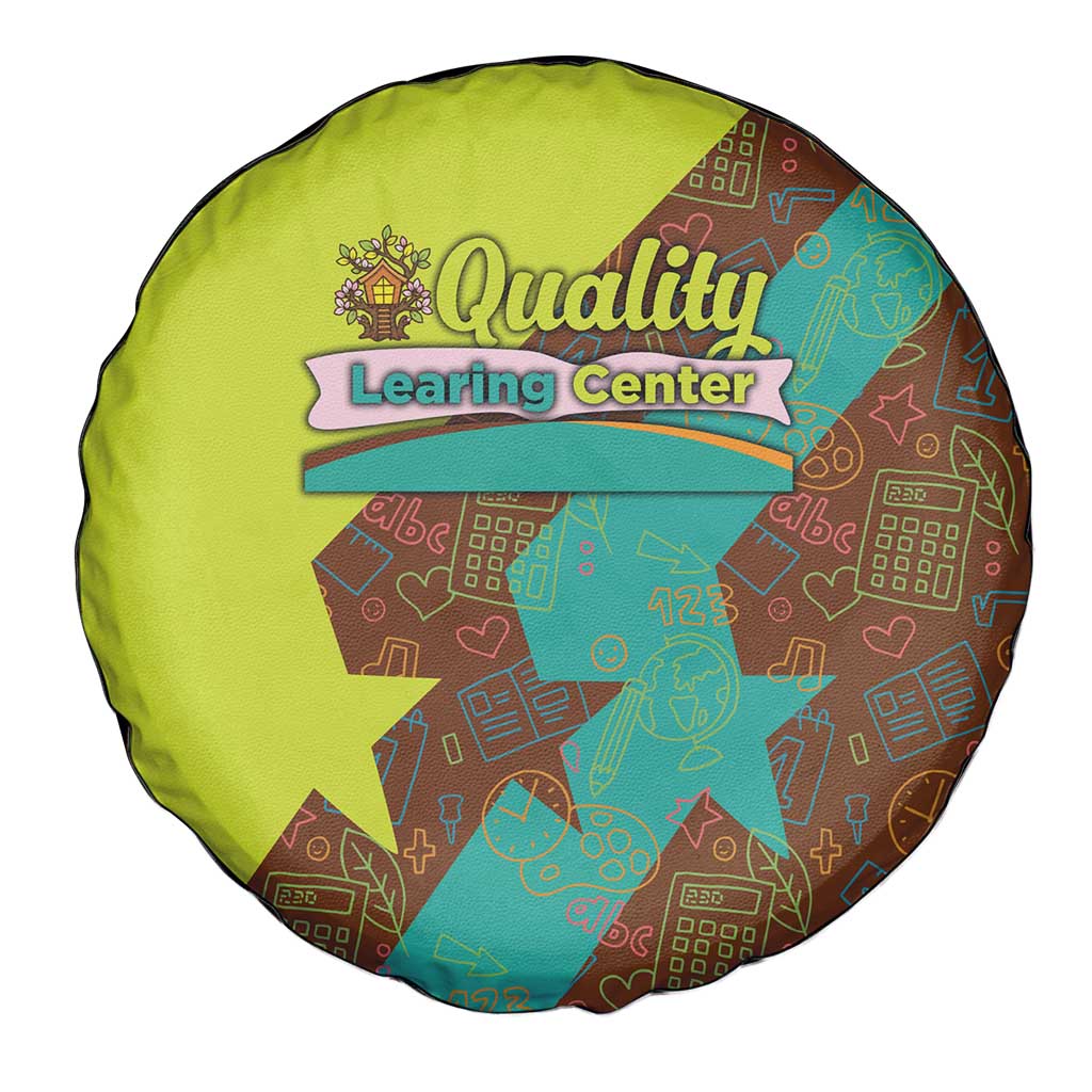 Quality Learning Center Spare Tire Cover with School Supply Doodle Pattern