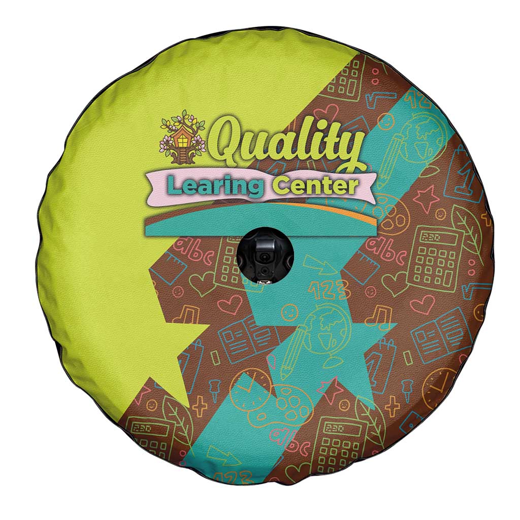 Quality Learning Center Spare Tire Cover with School Supply Doodle Pattern