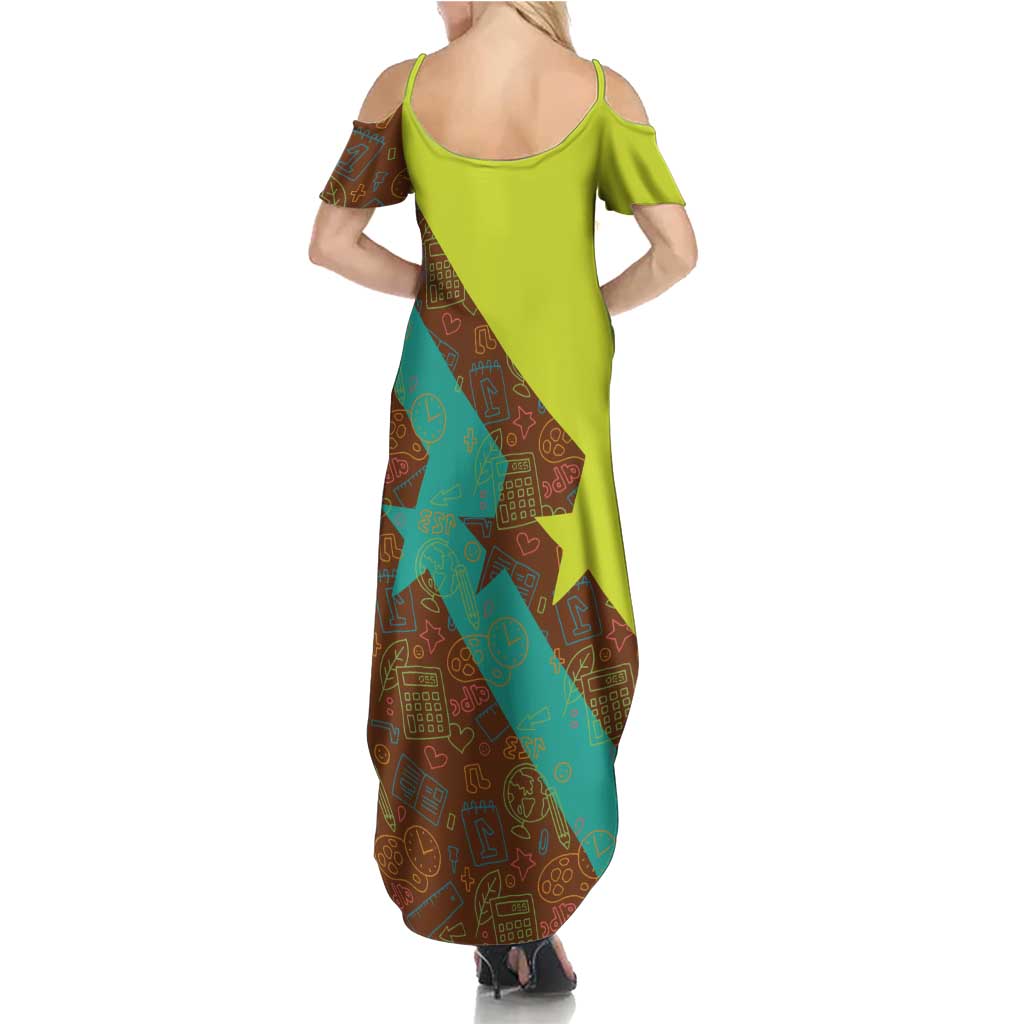 Quality Learning Center Summer Maxi Dress with School Supply Doodle Pattern