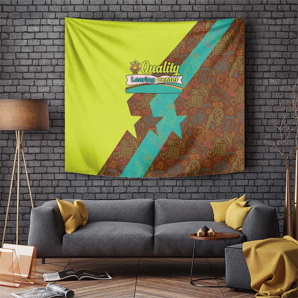 Quality Learning Center Tapestry with School Supply Doodle Pattern