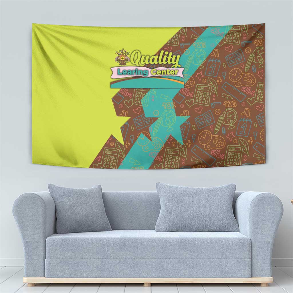 Quality Learning Center Tapestry with School Supply Doodle Pattern