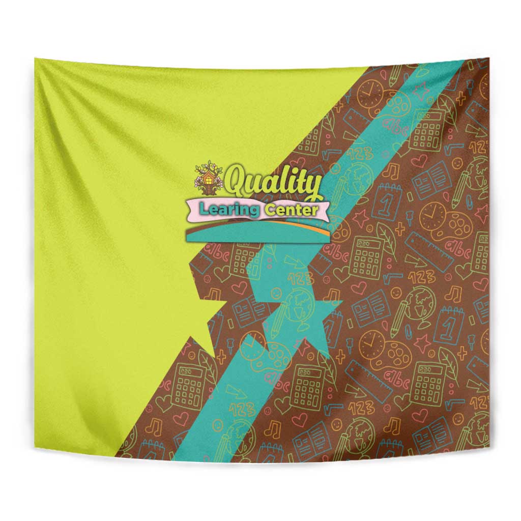 Quality Learning Center Tapestry with School Supply Doodle Pattern