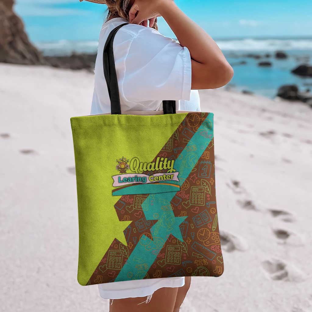 Quality Learning Center Tote Bag with School Supply Doodle Pattern