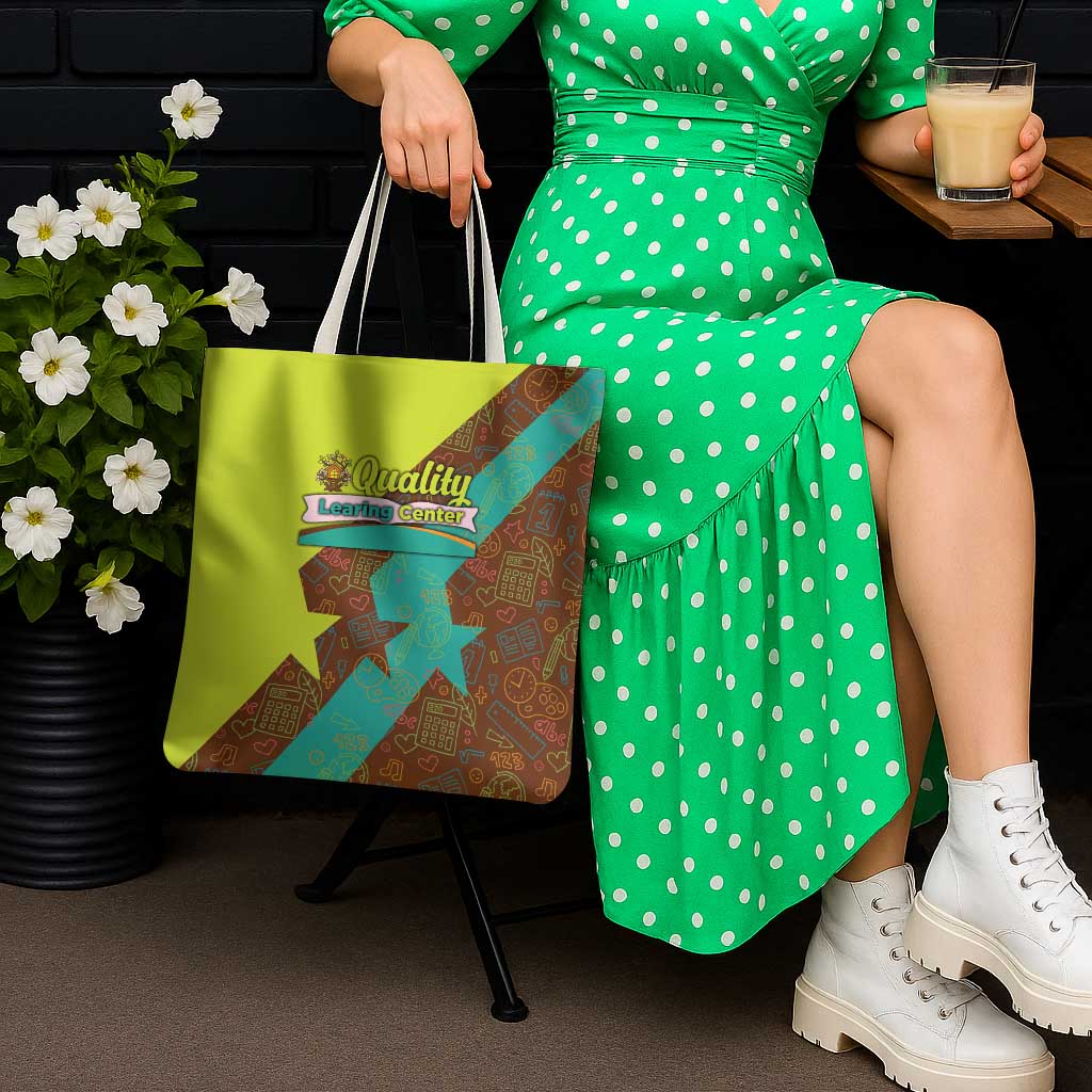 Quality Learning Center Tote Bag with School Supply Doodle Pattern