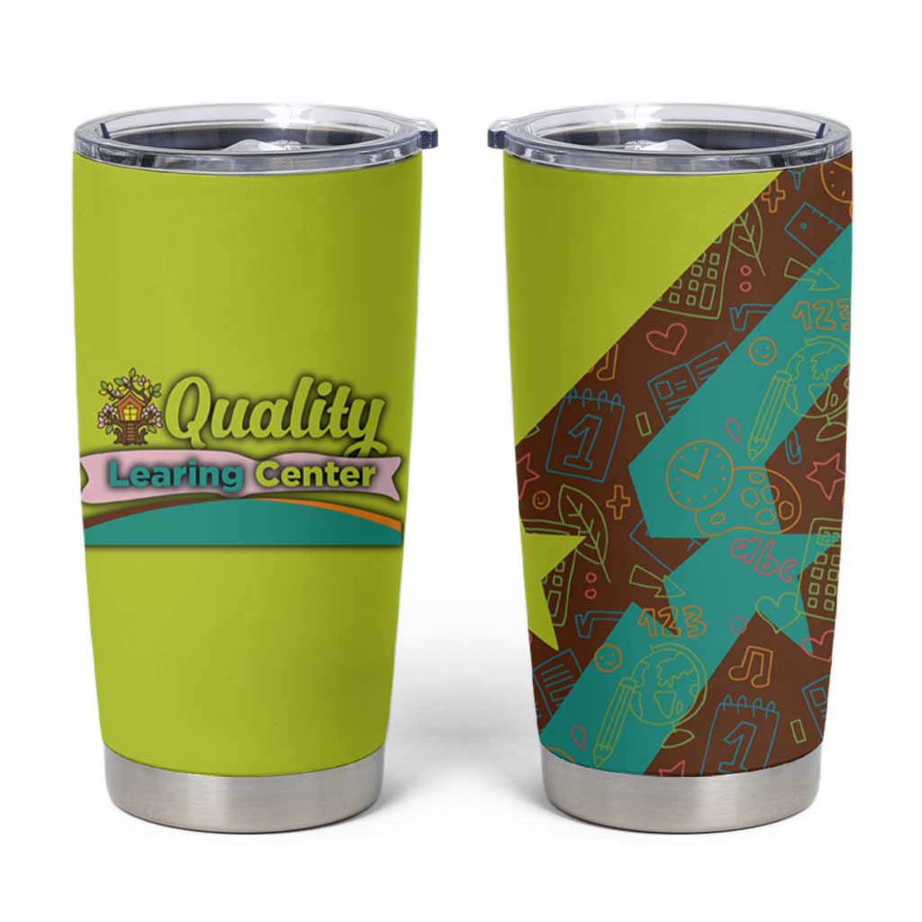 Quality Learning Center Tumbler Cup with School Supply Doodle Pattern
