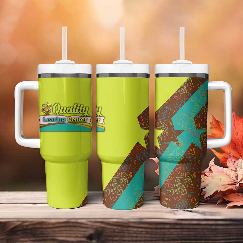 Quality Learning Center Tumbler With Handle with School Supply Doodle Pattern