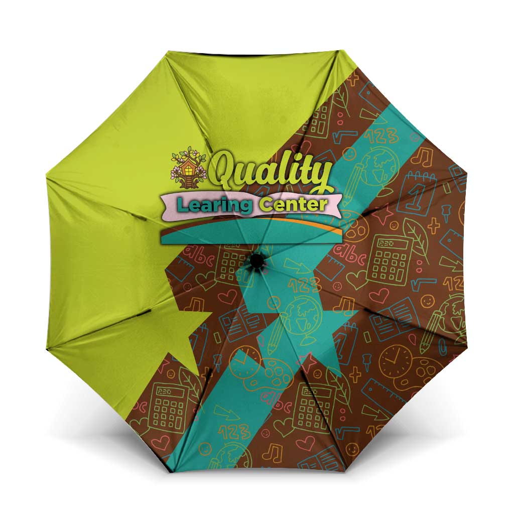 Quality Learning Center Umbrella with School Supply Doodle Pattern