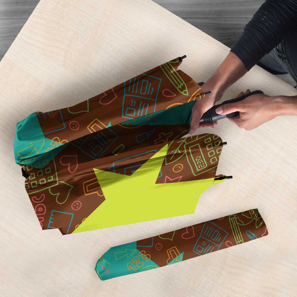 Quality Learning Center Umbrella with School Supply Doodle Pattern