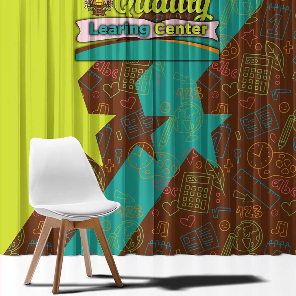 Quality Learning Center Window Curtain with School Supply Doodle Pattern