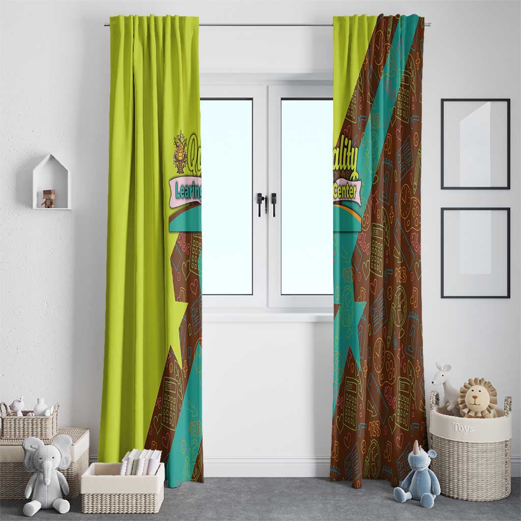 Quality Learning Center Window Curtain with School Supply Doodle Pattern