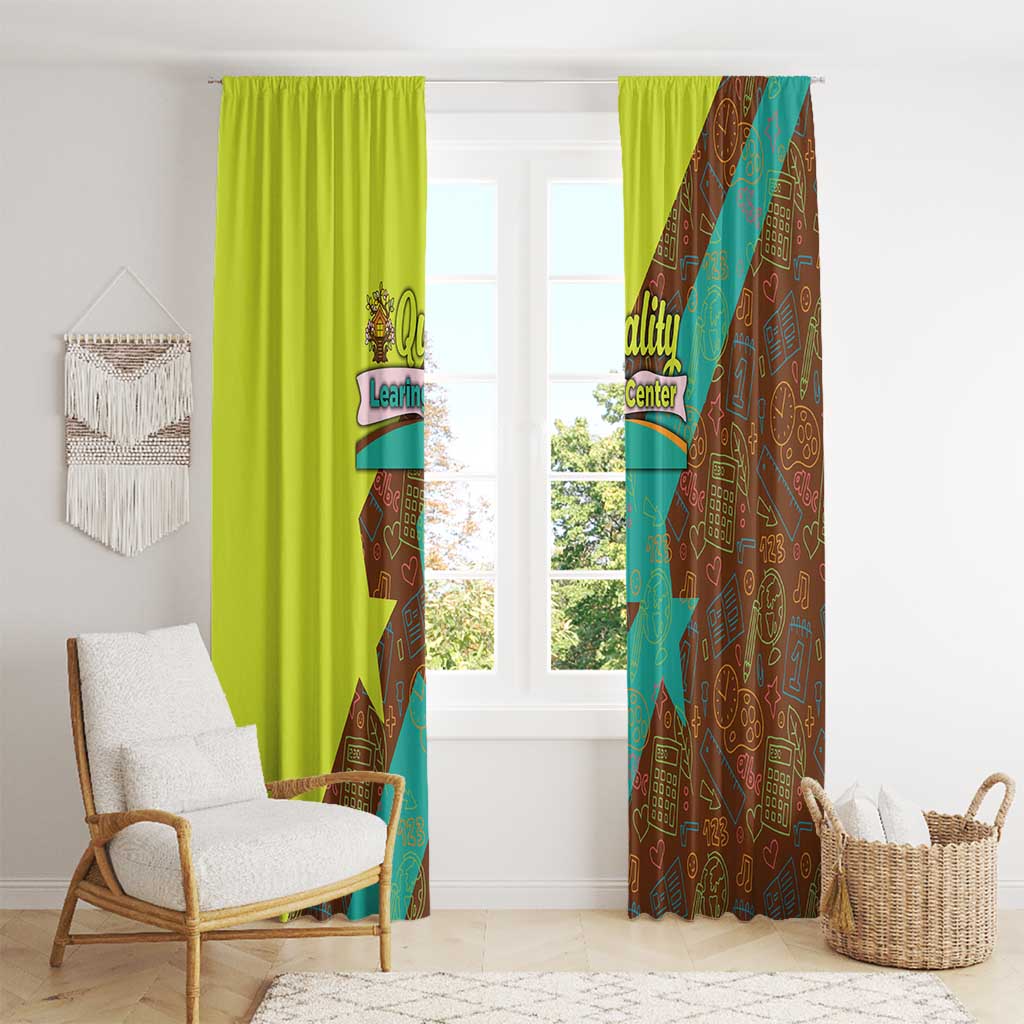 Quality Learning Center Window Curtain with School Supply Doodle Pattern
