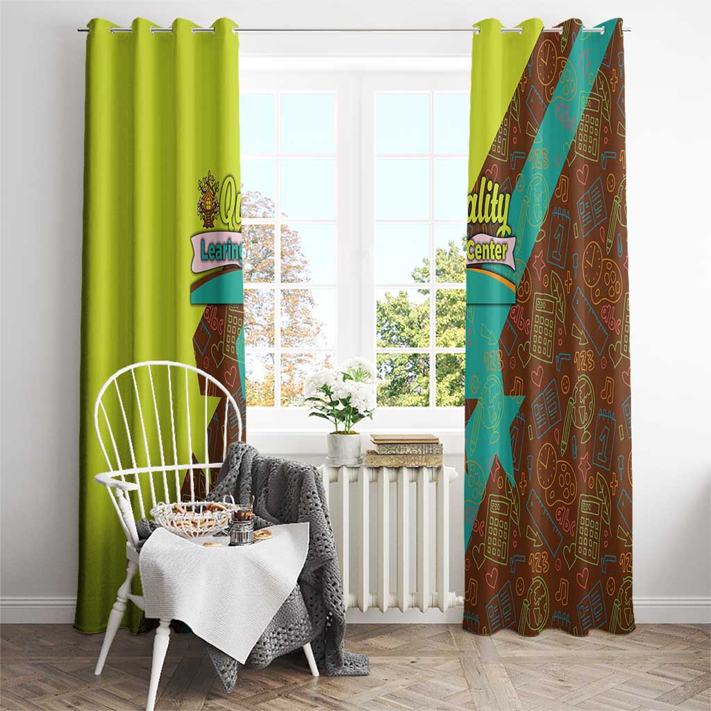 Quality Learning Center Window Curtain with School Supply Doodle Pattern