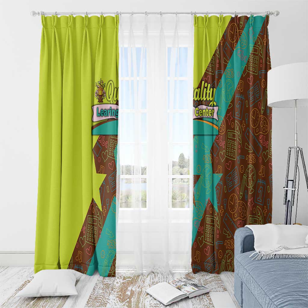 Quality Learning Center Window Curtain with School Supply Doodle Pattern