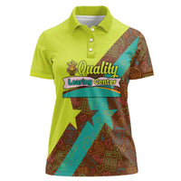 Quality Learning Center Women Polo Shirt with School Supply Doodle Pattern