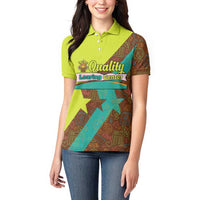 Quality Learning Center Women Polo Shirt with School Supply Doodle Pattern
