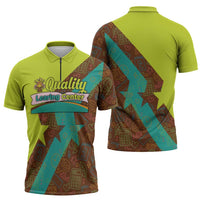 Quality Learning Center Zipper Polo Shirt with School Supply Doodle Pattern
