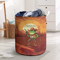 Cowboy Frog Outlaw Laundry Basket with Desert Sunset Silhouette Pattern