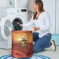 Cowboy Frog Outlaw Laundry Basket with Desert Sunset Silhouette Pattern