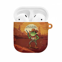 Cowboy Frog Outlaw AirPods Case with Desert Sunset Silhouette Pattern