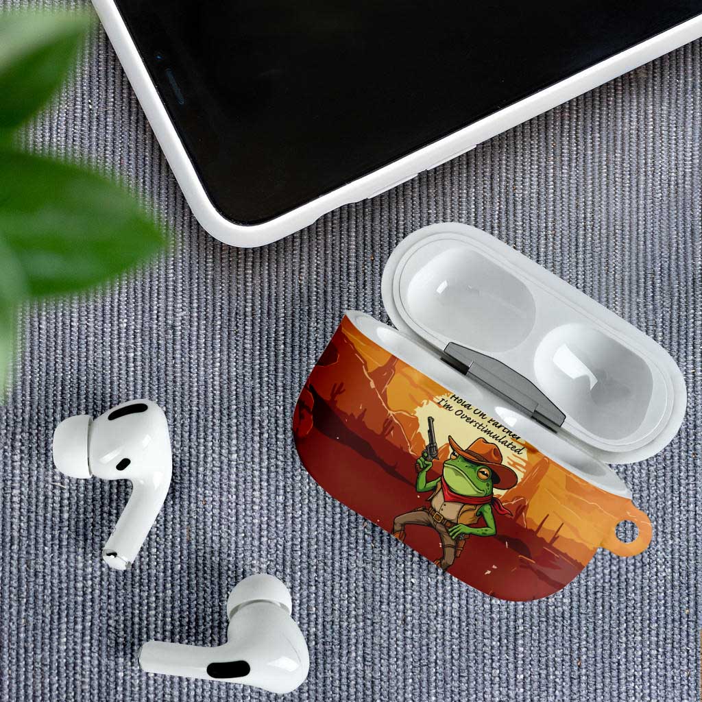 Cowboy Frog Outlaw AirPods Case with Desert Sunset Silhouette Pattern