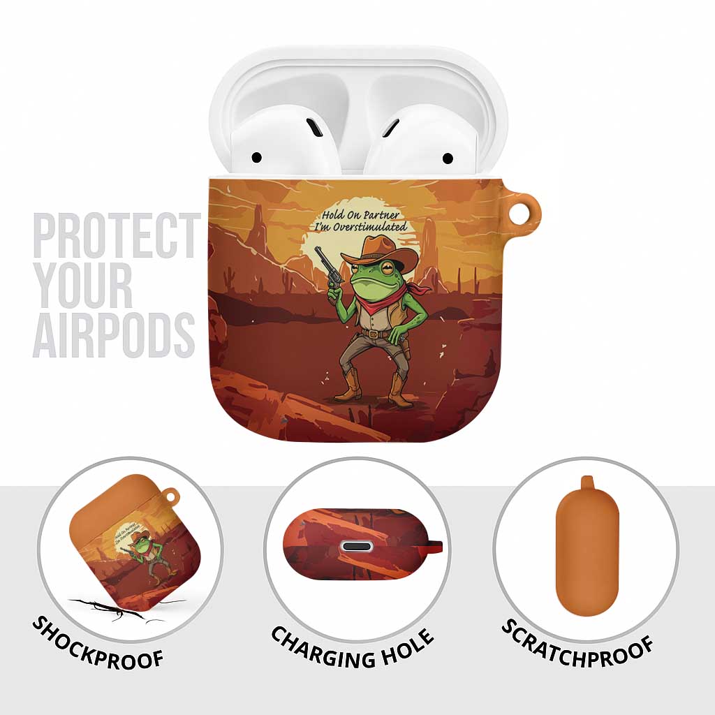 Cowboy Frog Outlaw AirPods Case with Desert Sunset Silhouette Pattern