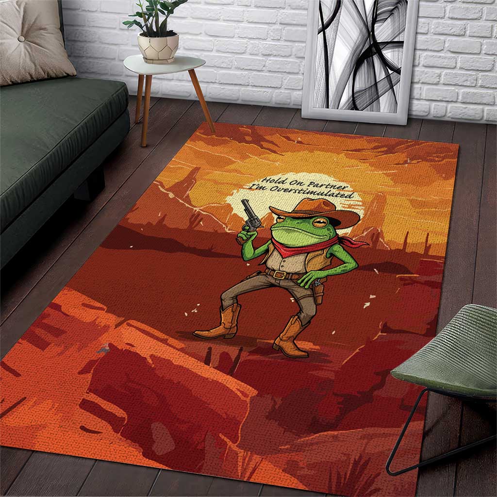 Cowboy Frog Outlaw Area Rug with Desert Sunset Silhouette Pattern