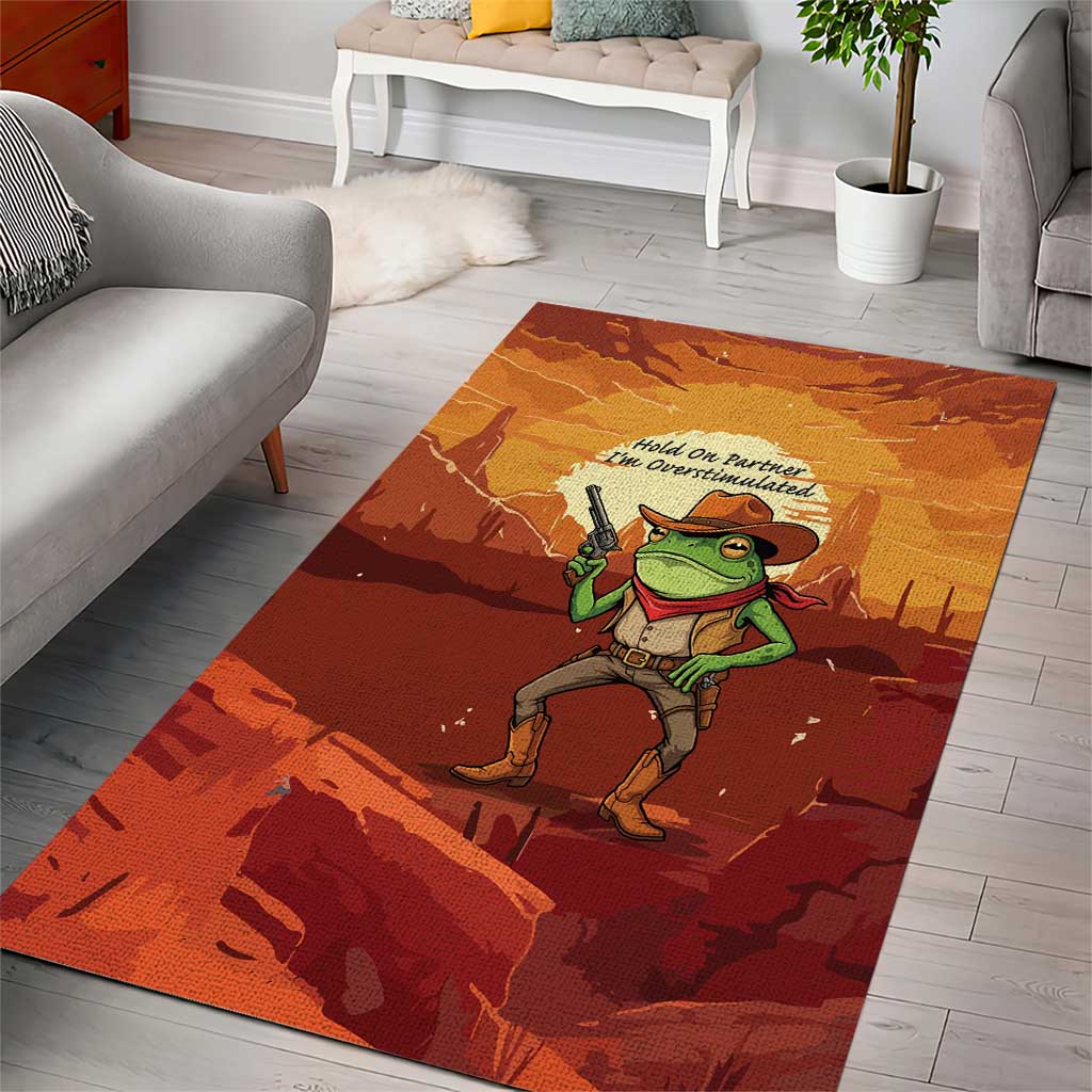 Cowboy Frog Outlaw Area Rug with Desert Sunset Silhouette Pattern