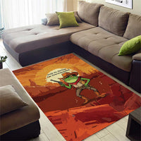 Cowboy Frog Outlaw Area Rug with Desert Sunset Silhouette Pattern