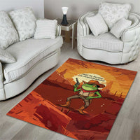 Cowboy Frog Outlaw Area Rug with Desert Sunset Silhouette Pattern