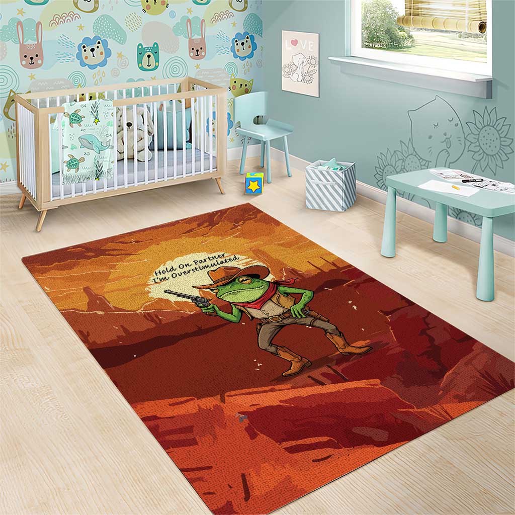 Cowboy Frog Outlaw Area Rug with Desert Sunset Silhouette Pattern