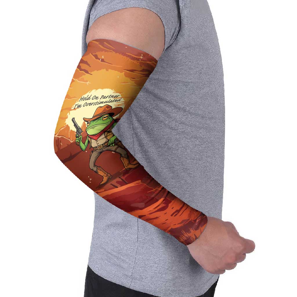 Cowboy Frog Outlaw Arm Sleeves with Desert Sunset Silhouette Pattern