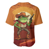 Cowboy Frog Outlaw Baseball Jersey with Desert Sunset Silhouette Pattern
