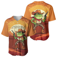 Cowboy Frog Outlaw Baseball Jersey with Desert Sunset Silhouette Pattern