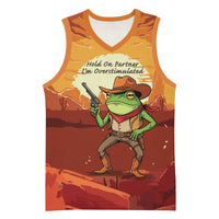 Cowboy Frog Outlaw Basketball Jersey with Desert Sunset Silhouette Pattern
