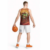 Cowboy Frog Outlaw Basketball Jersey with Desert Sunset Silhouette Pattern