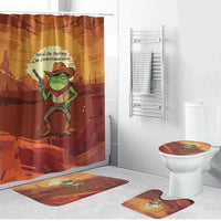 Cowboy Frog Outlaw Bathroom Set with Desert Sunset Silhouette Pattern