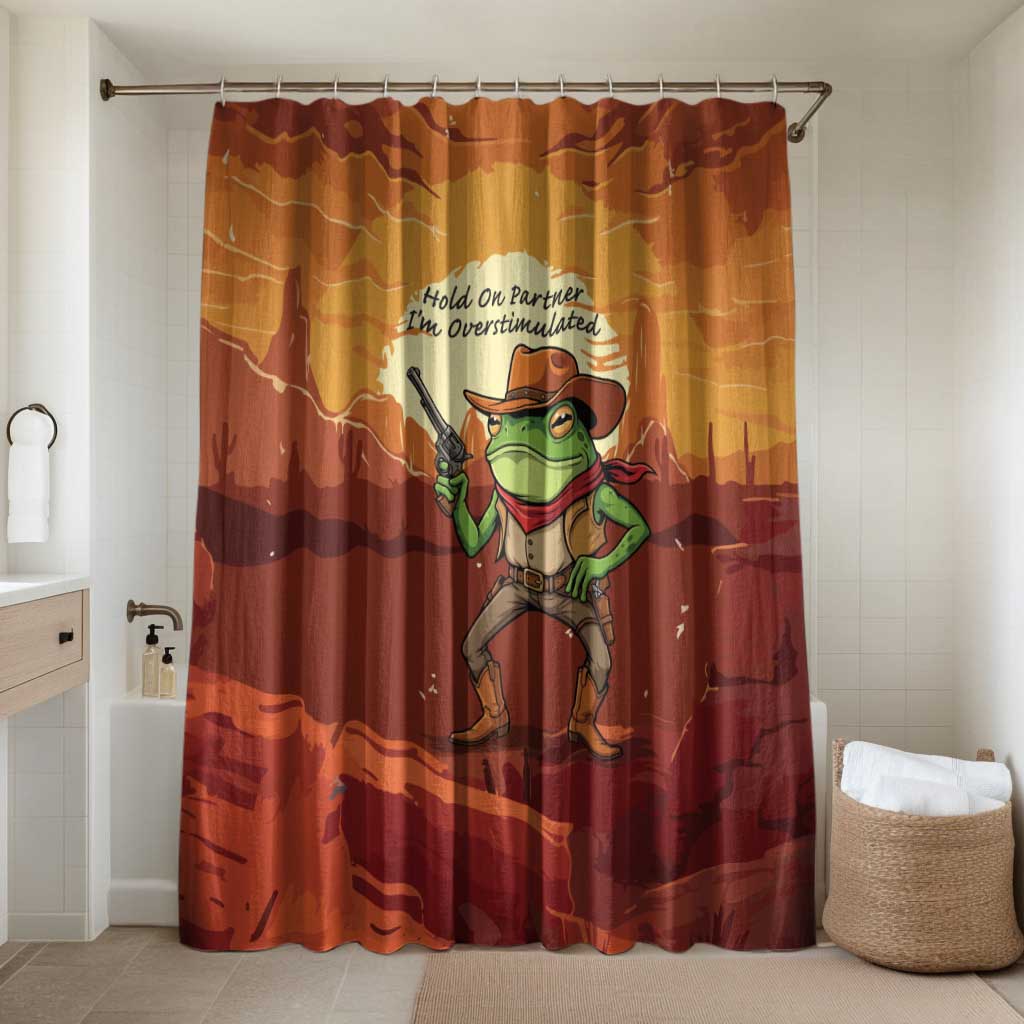 Cowboy Frog Outlaw Bathroom Set with Desert Sunset Silhouette Pattern