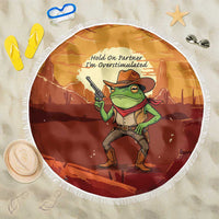 Cowboy Frog Outlaw Beach Blanket with Desert Sunset Silhouette Pattern