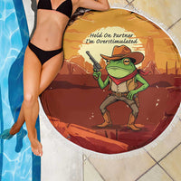 Cowboy Frog Outlaw Beach Blanket with Desert Sunset Silhouette Pattern