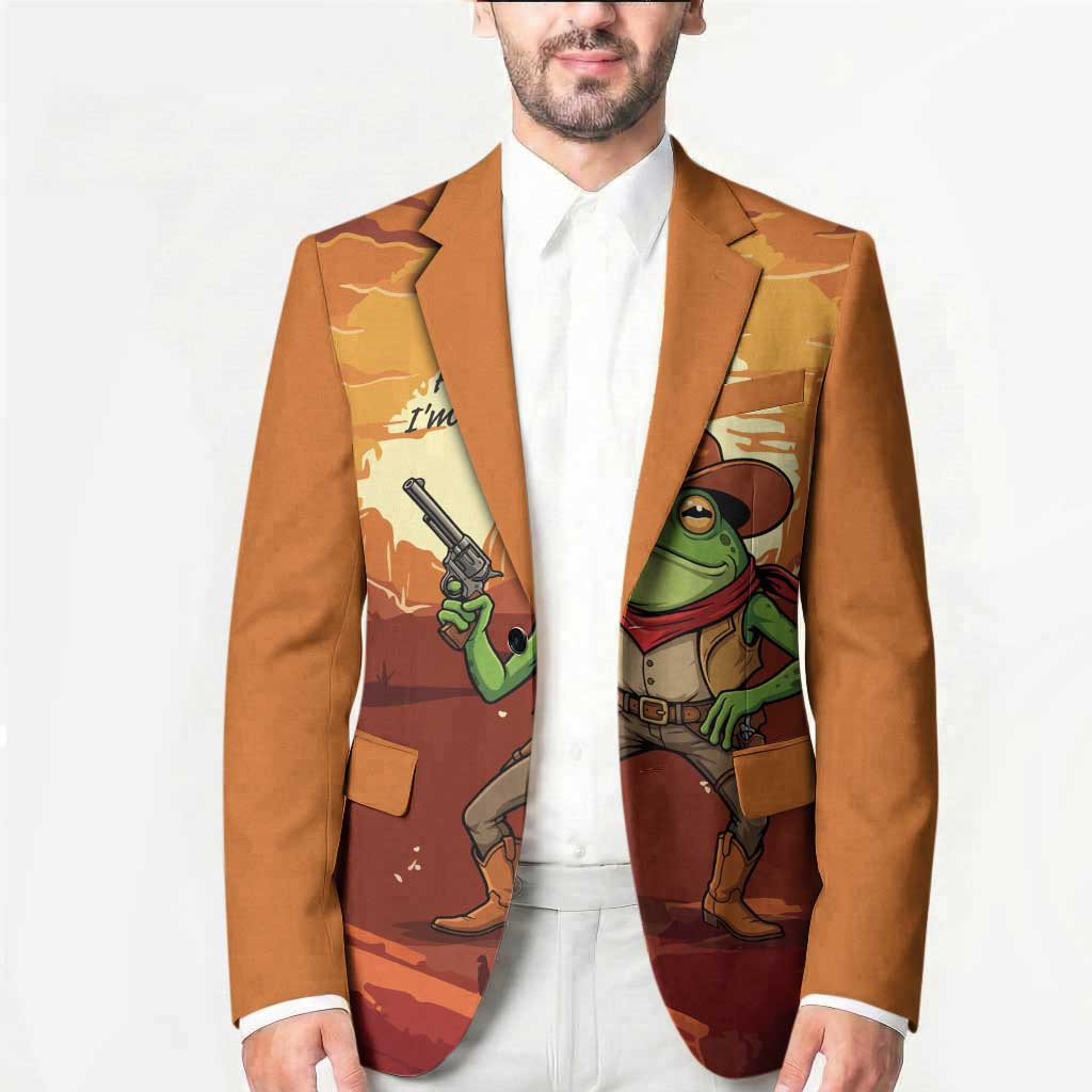 Cowboy Frog Outlaw Blazer with Desert Sunset Silhouette Pattern